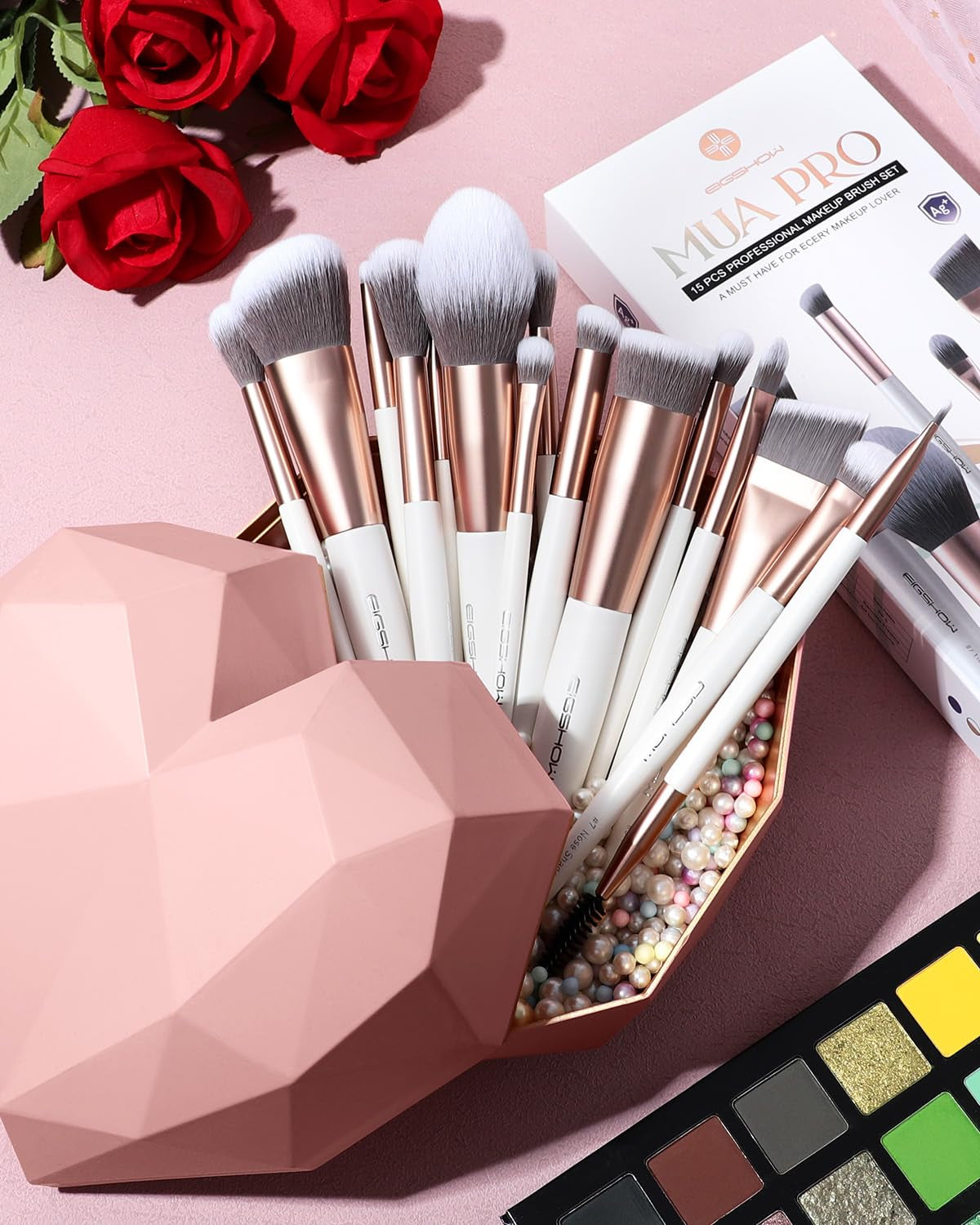 Professional 15-Piece Makeup Brush Set with Soft Silver Ion Bristles