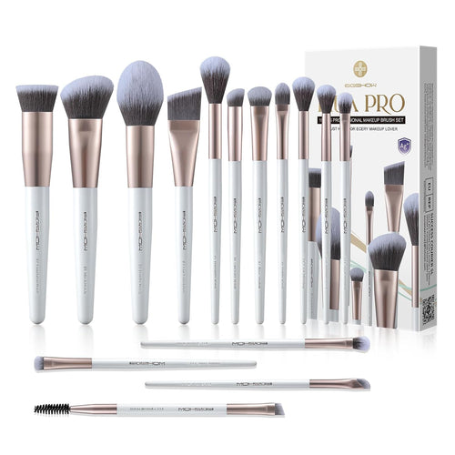 Professional 15-Piece Makeup Brush Set with Soft Silver Ion Bristles