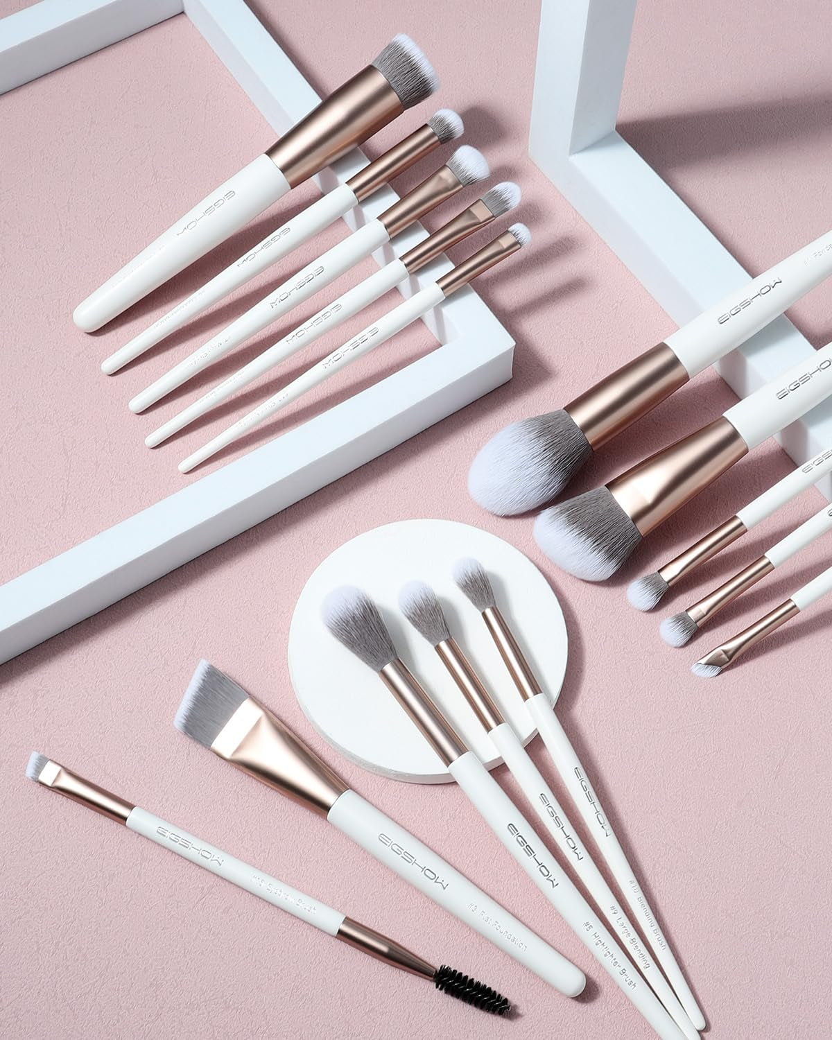 Professional 15-Piece Makeup Brush Set with Soft Silver Ion Bristles